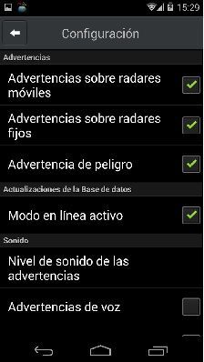 camscam configuración avisos radar